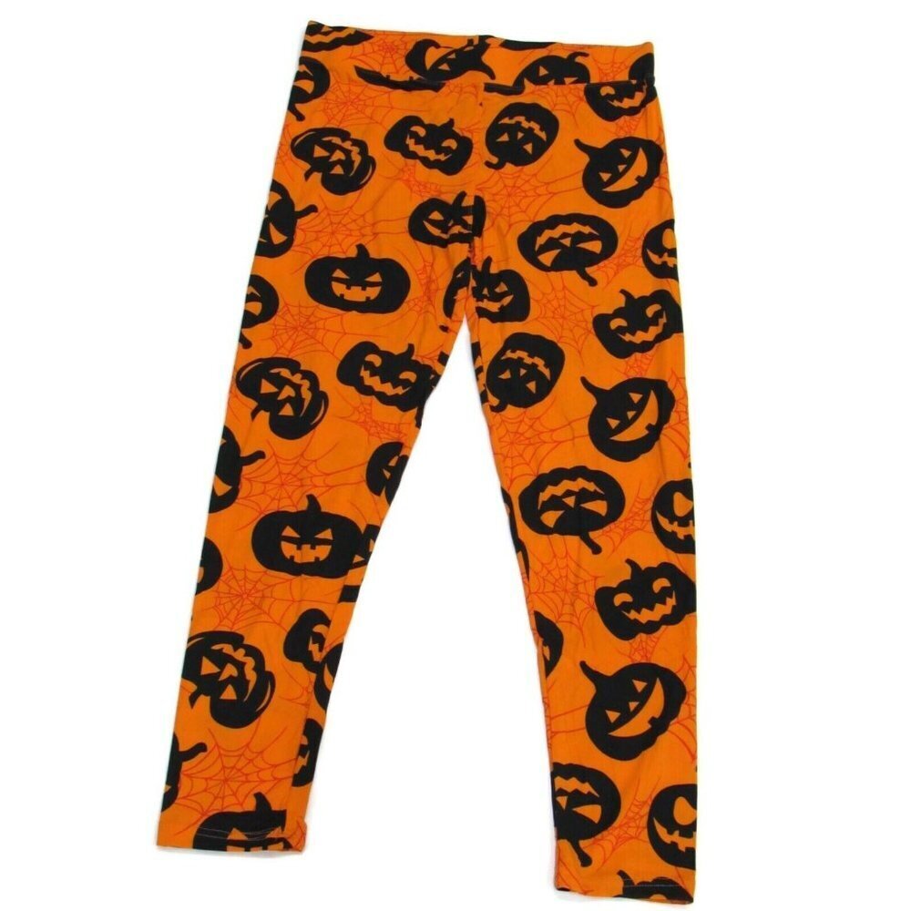 Chances R Womens Halloween Leggings Jack O' Lantern & Spider Webs Size Large New